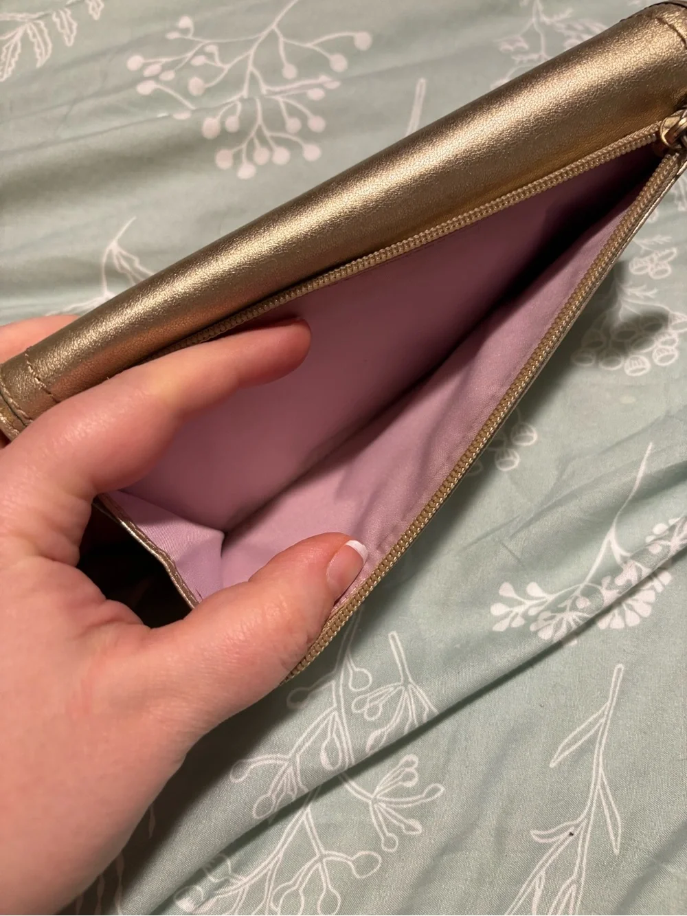 COACH Metallic Gold Leather Turnlock Wallet